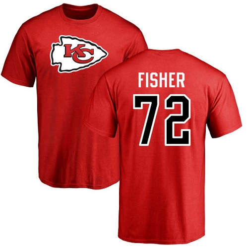 Men Kansas City Chiefs #72 Fisher Eric Red Name and Number Logo T-Shirt->nfl t-shirts->Sports Accessory
